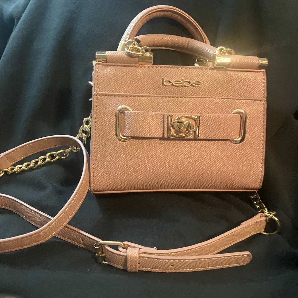 Bebe Pink Crossbody Bag with Gold Accents